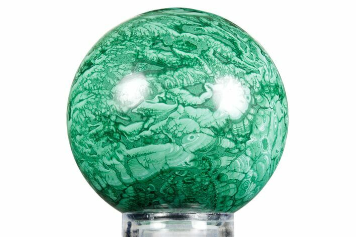 Flowery Polished Malachite Sphere - DR Congo #348902